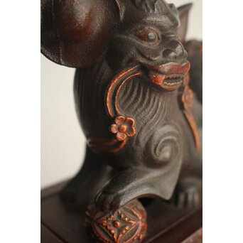 大垣昌訓 唐物写 乾漆玉取獅子香炉 共箱　Q403 