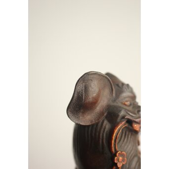 大垣昌訓 唐物写 乾漆玉取獅子香炉 共箱　Q403 