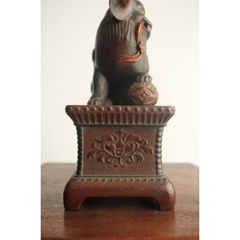 大垣昌訓 唐物写 乾漆玉取獅子香炉 共箱　Q403 