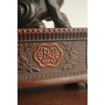 大垣昌訓 唐物写 乾漆玉取獅子香炉 共箱　Q403 