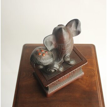 大垣昌訓 唐物写 乾漆玉取獅子香炉 共箱　Q403 