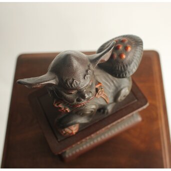 大垣昌訓 唐物写 乾漆玉取獅子香炉 共箱　Q403 