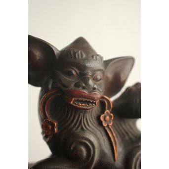 大垣昌訓 唐物写 乾漆玉取獅子香炉 共箱　Q403 