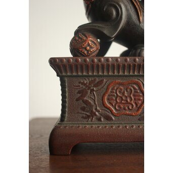 大垣昌訓 唐物写 乾漆玉取獅子香炉 共箱　Q403 