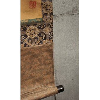 倣 酒井抱一 鶴図 絹本掛軸　Z832 