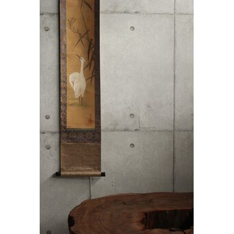 倣 酒井抱一 鶴図 絹本掛軸　Z832