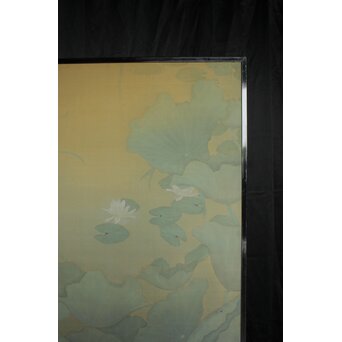 蓮 絹本屏風　Z835 