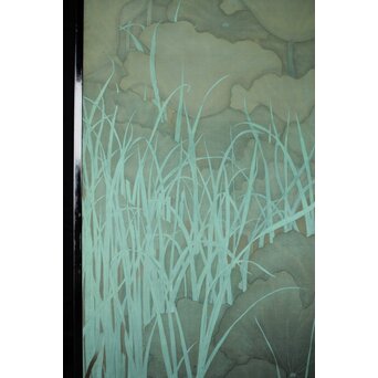 蓮 絹本屏風　Z835 