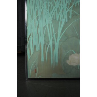 蓮 絹本屏風　Z835 