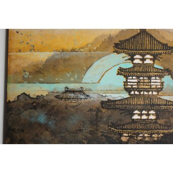 不染鉄 薬師寺 色紙額装　Z836 