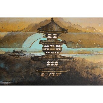 不染鉄 薬師寺 色紙額装　Z836 