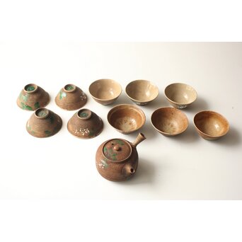 雲林院宝山/寶山 昌平 清水六兵衛 合作か 煎茶器 急須 盃10客　P640