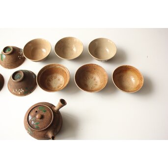 雲林院宝山/寶山 昌平 清水六兵衛 合作か 煎茶器 急須 盃10客　P640 