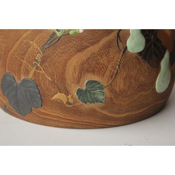 三浦乾也 桜と瓢箪文 火鉢 一対　P641 