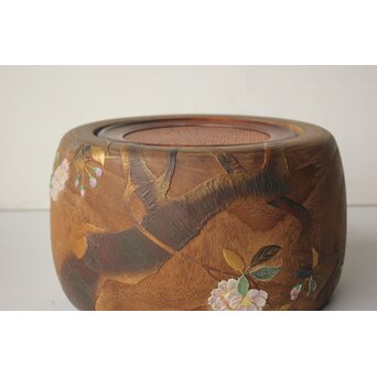 三浦乾也 桜と瓢箪文 火鉢 一対　P641 