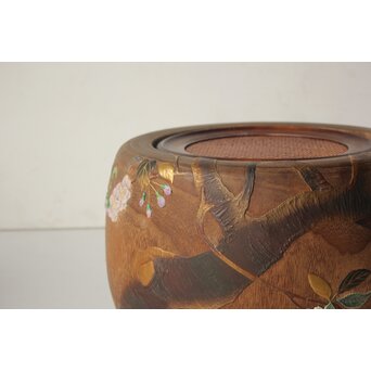 三浦乾也 桜と瓢箪文 火鉢 一対　P641 