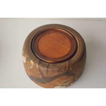 三浦乾也 桜と瓢箪文 火鉢 一対　P641 