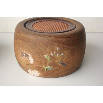 三浦乾也 桜と瓢箪文 火鉢 一対　P641 