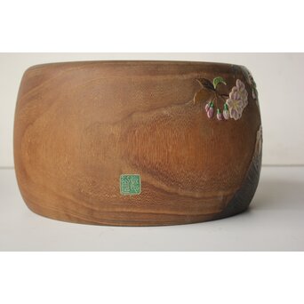 三浦乾也 桜と瓢箪文 火鉢 一対　P641 