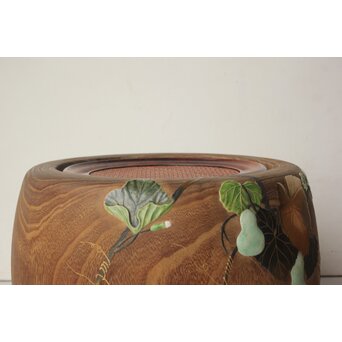 三浦乾也 桜と瓢箪文 火鉢 一対　P641 