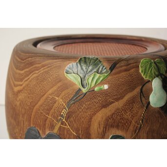 三浦乾也 桜と瓢箪文 火鉢 一対　P641 