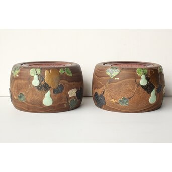 三浦乾也 瓢箪文 火鉢 一対　P642 