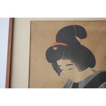 伊東深水 現代美人集第一輯 [半襟] 木版画　Z842 