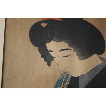 伊東深水 現代美人集第一輯 [半襟] 木版画　Z842 