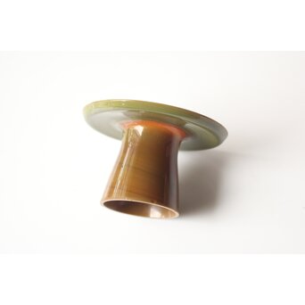 練上手 黄金色 江戸ガラス 盃台　Y068 