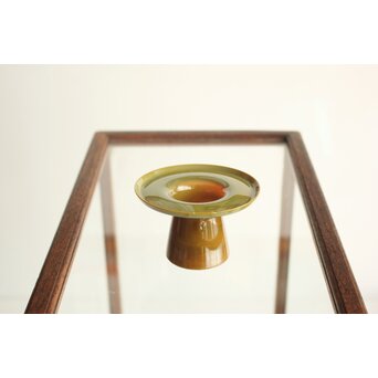 練上手 黄金色 江戸ガラス 盃台　Y068 