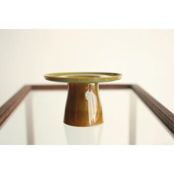 練上手 黄金色 江戸ガラス 盃台　Y068 