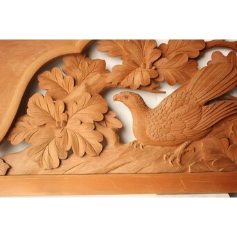 吉田楳堂 花鳥木彫欄間 2枚1組　R0560 