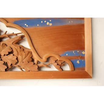 吉田楳堂 花鳥木彫欄間 2枚1組　R0560 