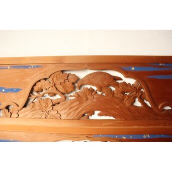 吉田楳堂 花鳥木彫欄間 2枚1組　R0560 