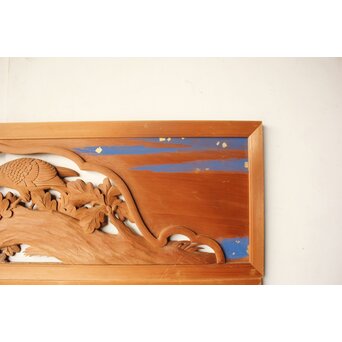 吉田楳堂 花鳥木彫欄間 2枚1組　R0560 