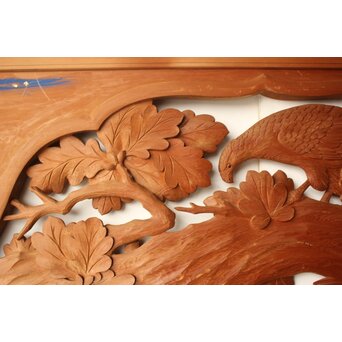 吉田楳堂 花鳥木彫欄間 2枚1組　R0560 