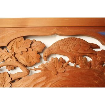 吉田楳堂 花鳥木彫欄間 2枚1組　R0560 