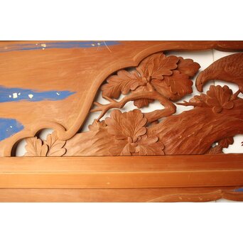 吉田楳堂 花鳥木彫欄間 2枚1組　R0560 