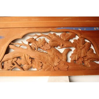 吉田楳堂 花鳥木彫欄間 2枚1組　R0560 