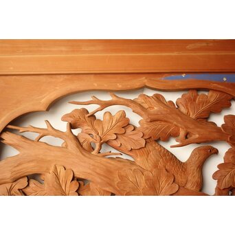 吉田楳堂 花鳥木彫欄間 2枚1組　R0560 