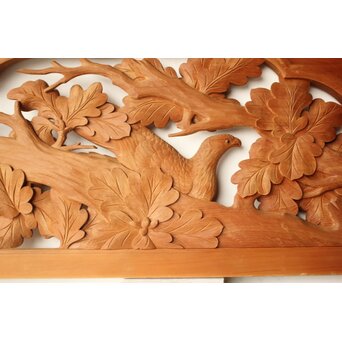 吉田楳堂 花鳥木彫欄間 2枚1組　R0560 