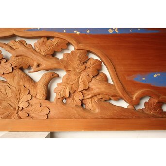 吉田楳堂 花鳥木彫欄間 2枚1組　R0560 