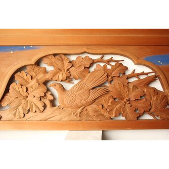 吉田楳堂 花鳥木彫欄間 2枚1組　R0560 