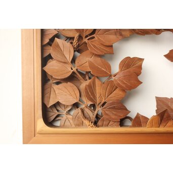 秋草木彫欄間 2枚1組　R0561 