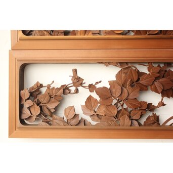 秋草木彫欄間 2枚1組　R0561 