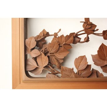 秋草木彫欄間 2枚1組　R0561 