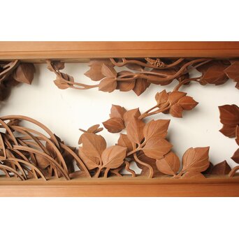 秋草木彫欄間 2枚1組　R0561 