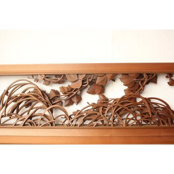 秋草木彫欄間 2枚1組　R0561 