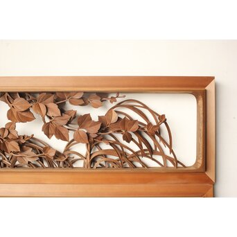 秋草木彫欄間 2枚1組　R0561 