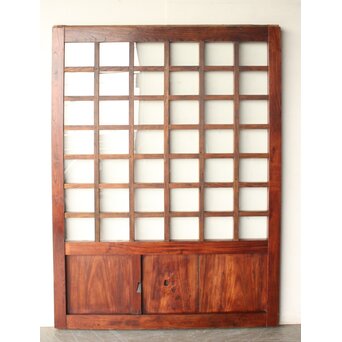 総欅 ガラス入細分升格子蔵戸　W0255 ウラ